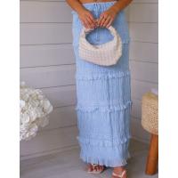 2025 Nuevo conjunto de dos piezas sin mangas de gasa con cintura elástica, conjunto de falda holgada para vacaciones - details 11