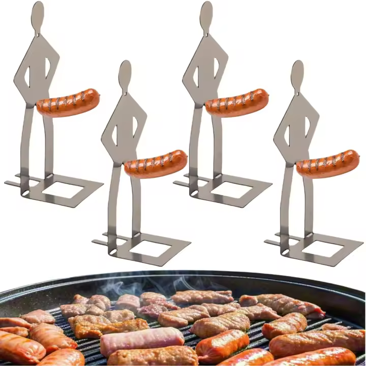 Soporte de Hot Dog de Acero Inoxidable Portátil 4 PCS para Barbacoa y Fiestas - 1