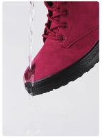 Botas de nieve cálidas antideslizantes para mujer, botines impermeables al aire libre, zapatos de senderismo de piel, zapatillas de felpa con cordones, Invierno - details 5