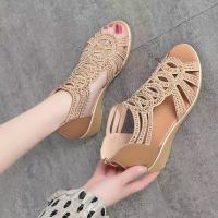 Sandalias Romanas de Cuero Suave Zapatos de Tacón para Mujer Verano 2025 Diseño Casual de Moda - details 12
