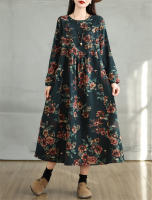 Vestido Floral de Algodón Vintage Moda Casual para Mujeres Primavera Otoño - details 12