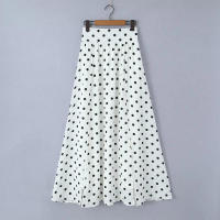 TRAFZA-Conjunto de falda con estampado de lunares para mujer, Top corto de manga corta con cuello cuadrado, falda con abertura de cintura alta, Vintage, Primavera, 2024 - details 14