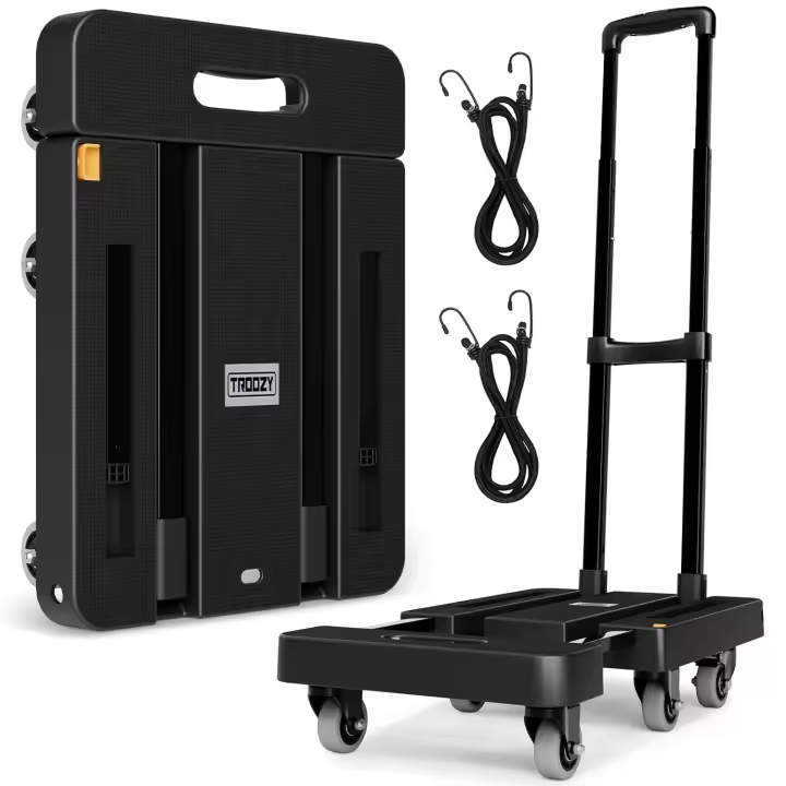 Carrito Plegable con Frenos Capacidad de Carga de 226 KG Plataforma con 6 Ruedas Universales - 1