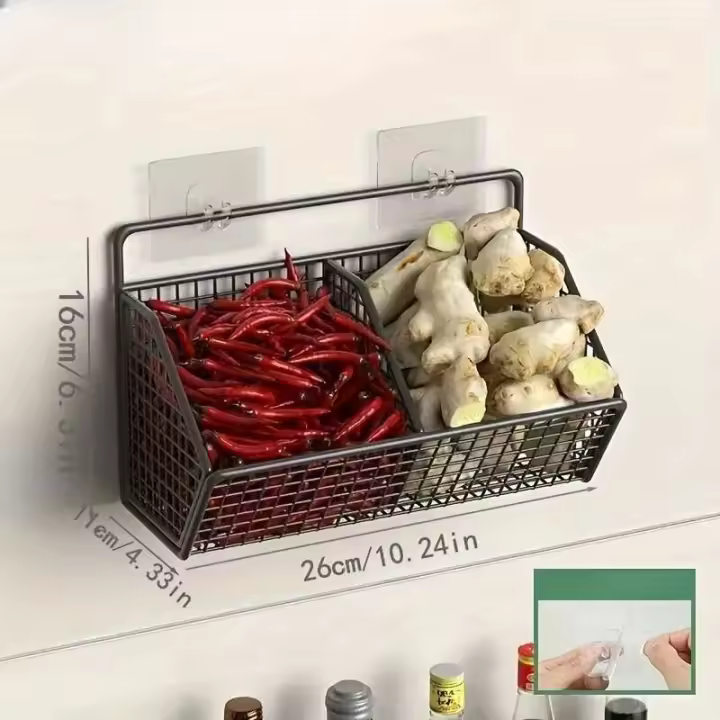 Cesta de iluminación de cocina montada en la pared, adecuada para iluminar especias, cebollas y verduras de larga duración - 1