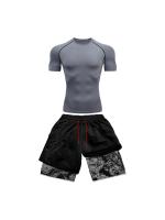 Traje de compresión para hombre, traje deportivo de secado rápido, pantalones cortos ajustados de manga corta de Anime de doble capa para verano - details 5