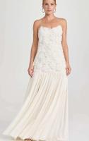 Elegante Vestido de Espalda Blanca con Perchas 3D Vestido Largo de Chifón con Pliegues para Mujeres - details 8