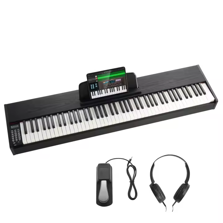 SucceBuy Piano digital contrapesado, 88 teclas totalmente contrapesadas, piano eléctrico con teclado dual y parlantes, pedal de sostenido - 1
