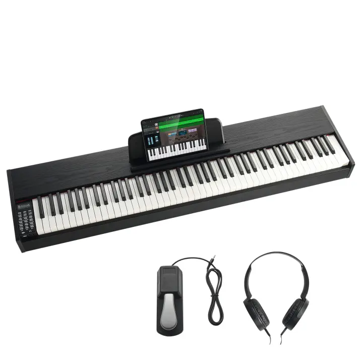 SucceBuy Piano digital contrapesado, 88 teclas totalmente contrapesadas, piano eléctrico con teclado dual y parlantes, pedal de sostenido - 1