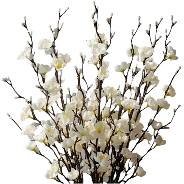Ramas de Ciruela Blanca Artificial Flores de Mesa Elegantes para Bodas, Hogares, Oficinas, Fiestas