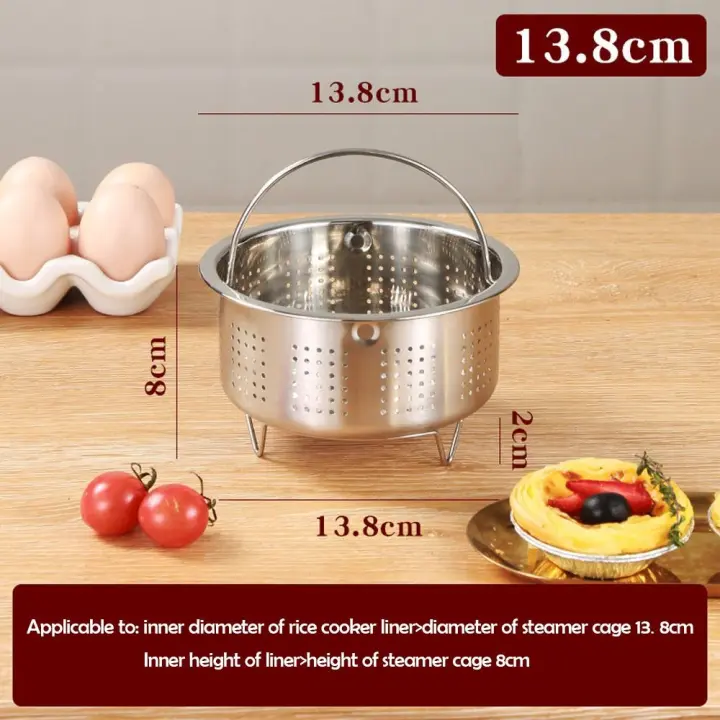 Cesta de vapor de acero inoxidable para alimentos, olla a presión de arroz, cesta de drenaje antiquemaduras, accesorios de cocina, mango de silicona - 1