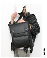 Mochila de Viaje de Ocio para Hombres Resistente al Desgaste, Patrón de Splice, Forro de Dacron, Exterior de Cuero - details 29