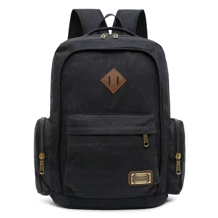 Mochila de lona de moda para hombre, bolso escolar informal Retro, Asa superior y gran capacidad, mochila d - 1