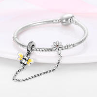 Abalorio de pulsera DIY en plata de ley de Color mágico con cuentas de cadena de seguridad de abeja para joyería de cumpleaños de mujer - details 18