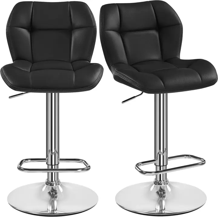 Juego de 2 Taburetes de Bar de Metal Industrial Altura Ajustable 89-111 cm - 1
