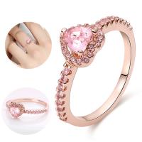 Anillo de Plata Elevado con Corazón Rojo Circonita Cúbica, Estrella, Luna, Flor, Joyería de Boda, Regalos - details 8
