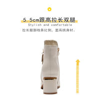 Nuevas botas cortas extranjeras de tacón alto, nuevas botas individuales, botas finas de tacón medio de tacón grueso para mujer. - details 8