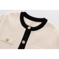 BUNO- chaqueta de punto de verano para mujer, nueva moda informal, clásico, cuello redondo, un solo pecho, suéter de manga corta, abrigo, Tops - details 3