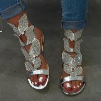 Zapatos planos de talla grande para mujer, sandalias huecas con una sola correa y diamantes de imitación de mariposa - details 1