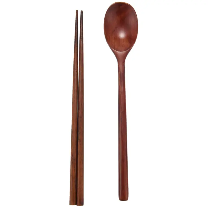 Vajilla Coreana de madera hecha a mano, juego de 5 cucharas y palillos, árbol de Jujube - 1