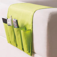 Sofa Armrest Table TV Remote Control Organizer Holder Sofa Chair Armchair Caddy With 4 Pockets  For Cell Phone TV Remote Control Magazines - details 5