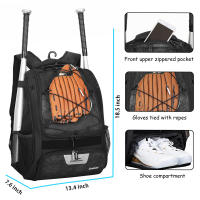 Youth Baseball Bag,Softball Bag with Shoes Compartment,Baseball Backpack with Fence Hook for TBall Bat & Equipment - details 8