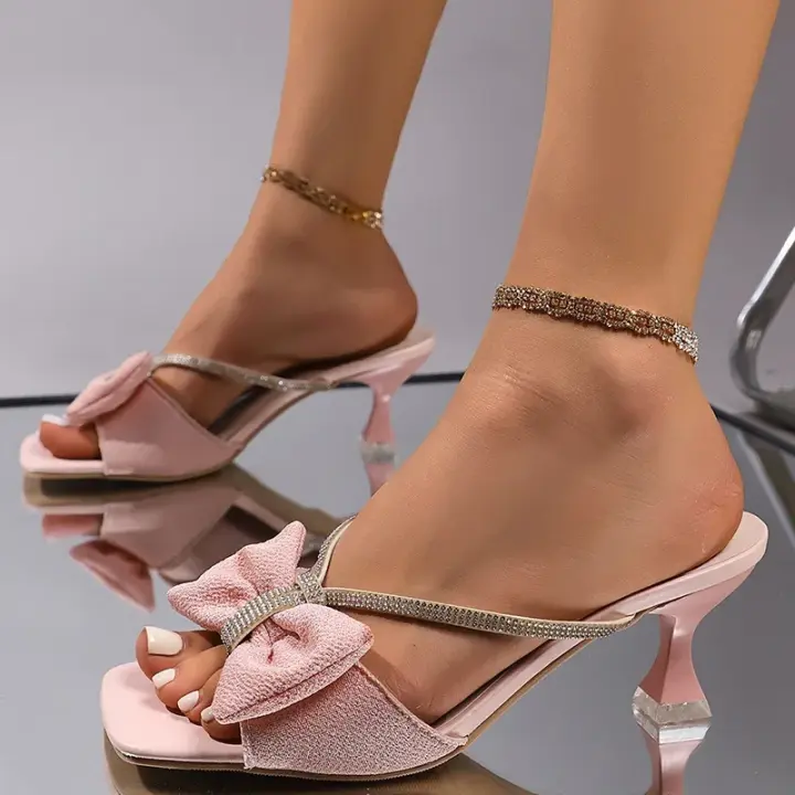 Elegantes Sandalias de Tacón Alto con Correa de Cristal Zapatos de Boda para Mujer - 1
