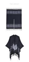 Otoño e invierno, chal de color sólido, simple, gruesa, borla, imitación de Cachemira, bufanda de doble propósito, capa, manta para habitación con aire acondicionado - details 6
