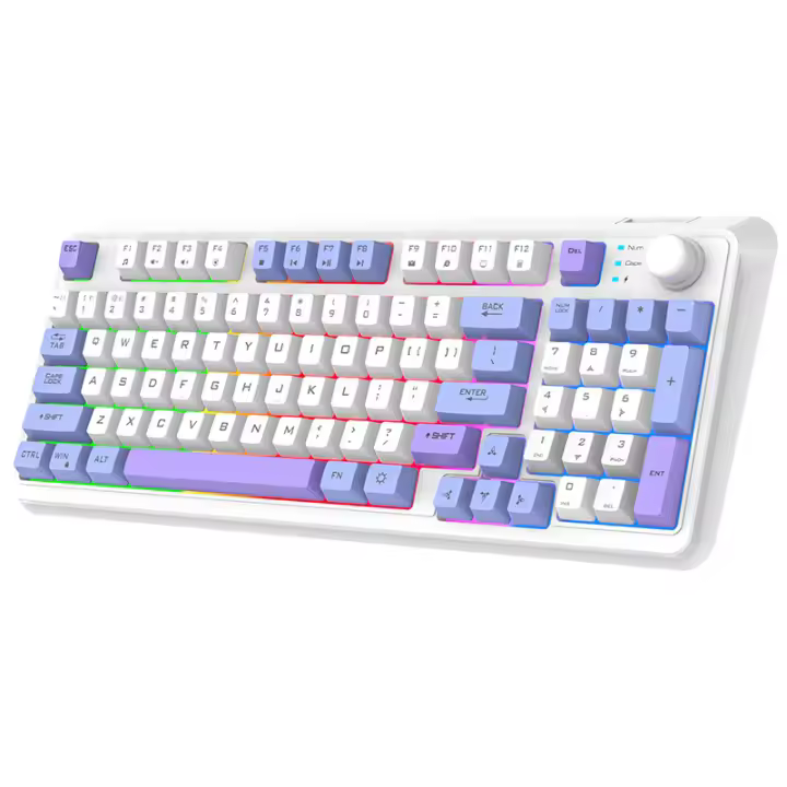 Teclado de perilla K94 de modo dual bluetooth inalámbrico, teclado luminoso a juego de colores de moda, ordenador portátil - 1