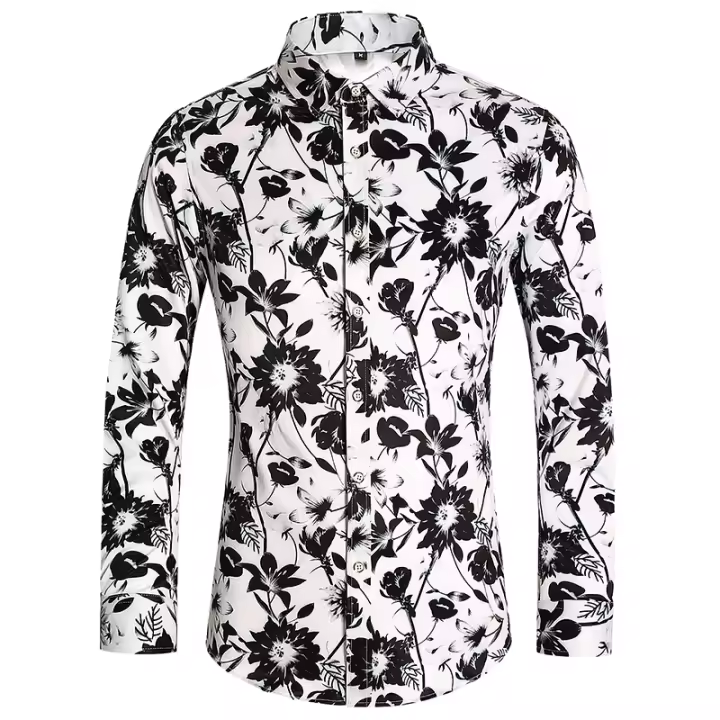 Camisa de Moda de Otoño Impresión Digital Casual Camisa de Negocios de Manga Larga - 1