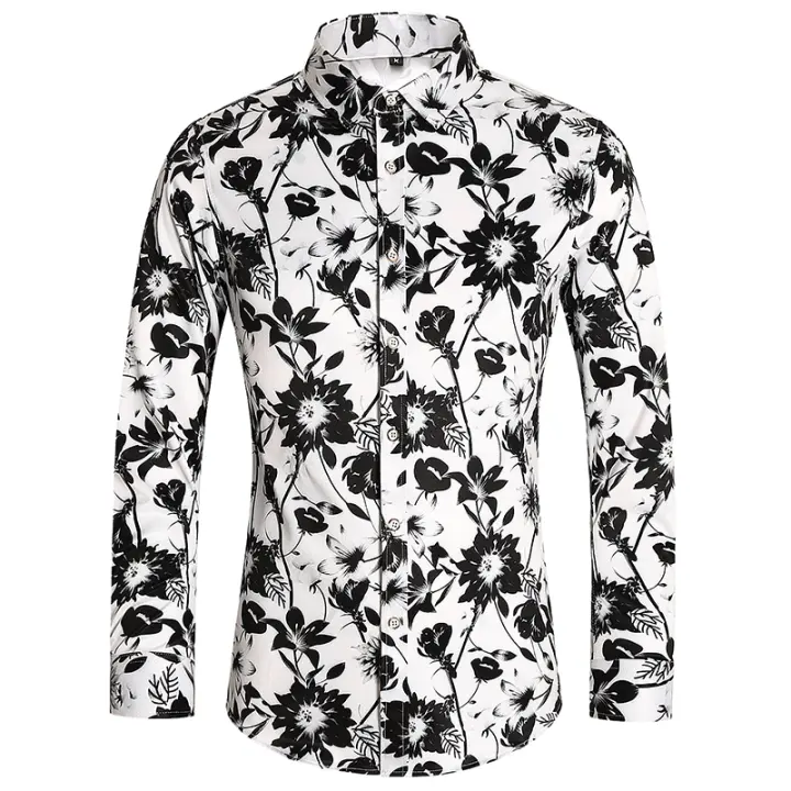 Camisa de Moda de Otoño Impresión Digital Casual Camisa de Negocios de Manga Larga - 1