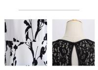 Lace patchwork summer women a line elegant vintage party dress with belt - details 38