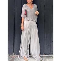 Traje caliente de la gasa del color sólido de la venta de la moda de las mujeres del verano para las mujeres - details 5