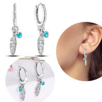 Pendientes de aro para mujer, pendientes de aro de corazón pavimentado de Plata de Ley 925 para mujer, pendientes, regalos de joyería - details 10