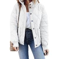 Chaqueta acolchada de manga larga para mujer, abrigo informal de primavera y otoño, Cuello de pie, con bolsillos - details 12