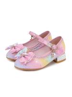 Zapatos de tacón alto para niños, calzado versátil de cuero con lentejuelas, Arco Iris, lazo, Princesa, fiesta, boda, primavera y otoño - details 14