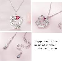 Collar para Madre E Hija en Plata de Ley 925 con Colgante de corazón y pies de Mamá y Bebe, Gift PARA EL Día DE LA Madre, para mamá y abuela. - details 2