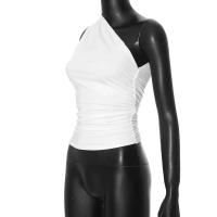 Camiseta sin mangas con espalda descubierta y un solo hombro, color caramelo, Ustada, sexy, sin cuello, casual - details 21