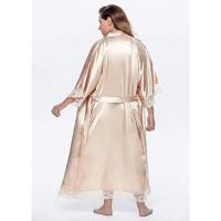 Vestido tipo kimono largo Sexy para mujer, bata de baño de encaje, lencería, camisón de seda helada, camisón de Color sólido, ropa de dormir de talla grande #     0701 - details 3