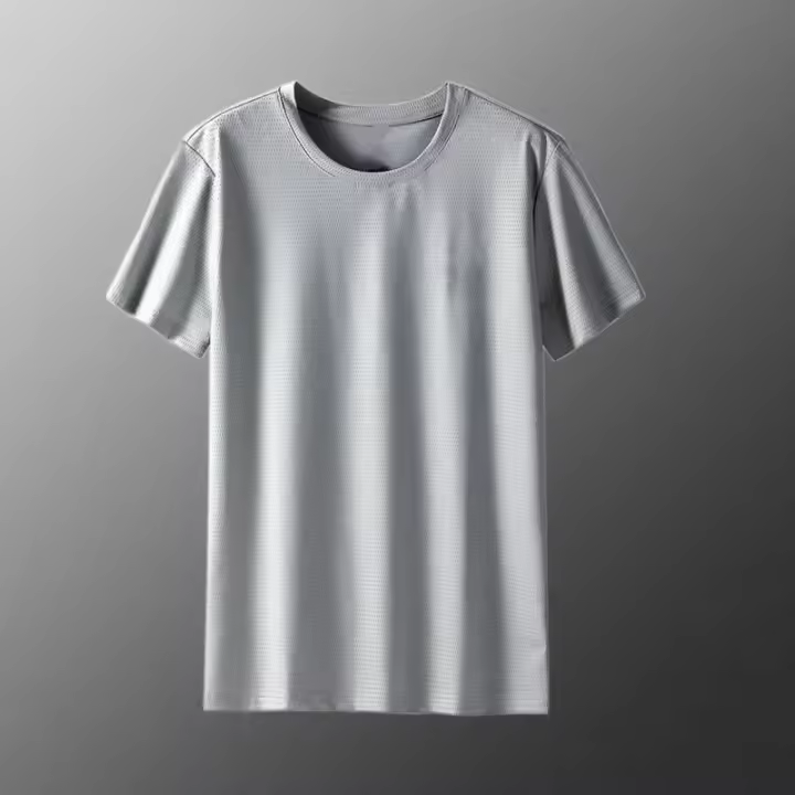 Camiseta de manga corta de malla de seda de hielo de verano para hombre, transpirable, de secado rápido, holgada, de talla grande, informal, deportiva - 1