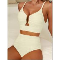 Bikinis con aros en U para mujer, traje de baño de cintura alta, traje de baño unicolor, ropa de playa para mujer, bañadores de verano, traje de baño XXL 2025 - details 5
