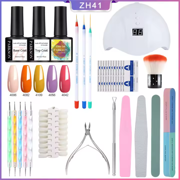 Parkson-máquina pulidora para uñas, juego de manicura y secador de uñas, esmalte de Gel de 5 colores, decoraciones artísticas, Kit de uñas eléctrico - 1
