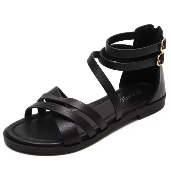 Sandalias Sandalia novedad de verano, zapatos romanos sencillos para vacaciones en la playa con correa delgada estilo Hada informal de fondo plano para mujer - 1