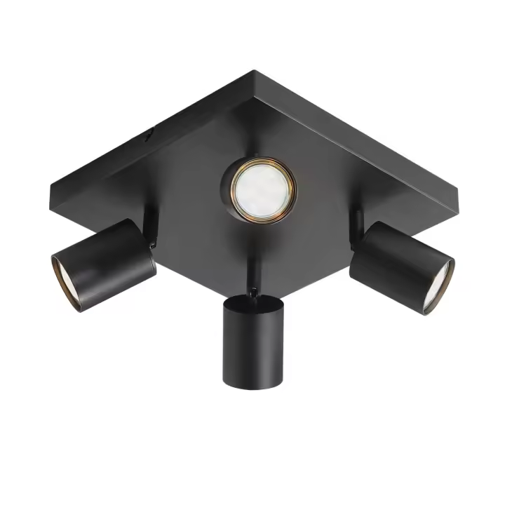 CBJKTX 4 Focos LED de Techo GU10 Negro 330 °   Luz de pared industrial moderna giratoria para dormitorio cocina sin bombilla - 1
