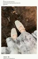Versión de Cuero Suave Sandalias de Tacón Cuadrado Mary Jane con Costura Tejida y Punta Cuadrada - details 11
