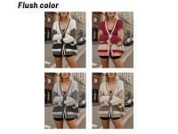 Cárdigan informal suelto de manga larga para mujer, suéter con frente abierto y bloques de color sólido, cubierta de punto ligera, chaqueta en capas para primavera y otoño - details 1