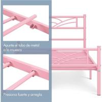 Cama Individual con Espacio Bajo Marco Metal Altura 32 cm Cama Individual con Cabecera para Colchón de 90 x 190 cm Blanco - details 98