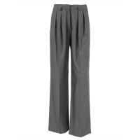 Pantalones de vestir cálidos de cintura alta, sueltos y de pierna recta para mujer, otoño invierno, nuevos. - details 1