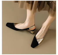 Sandalias con punta en bloque de color, zapatos de tacón grueso con temperamento informal de verano - details 6