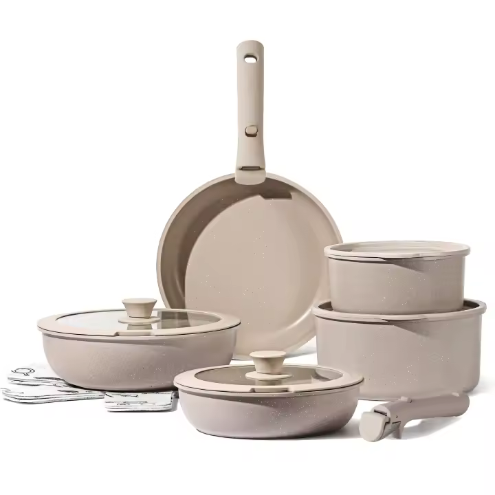 Carote Juego de Ollas y Sartenes Utilizables en Cocina Antiadherentes con Mango Desmontable 15pzas - 1