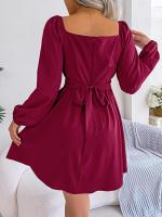 Elegante Vestido de Manga Larga con Volantes para Mujer Estilo Retro Suelto A Línea - details 11